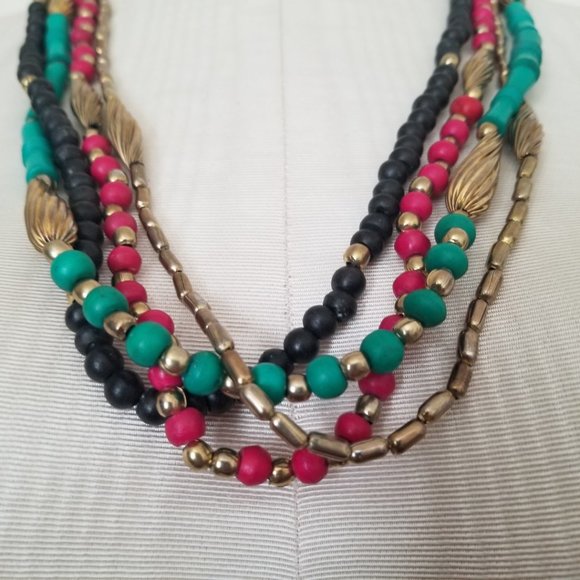 Funky Boho Colorful Multi Strand Necklace Jewelry - Picture 2 of 13
